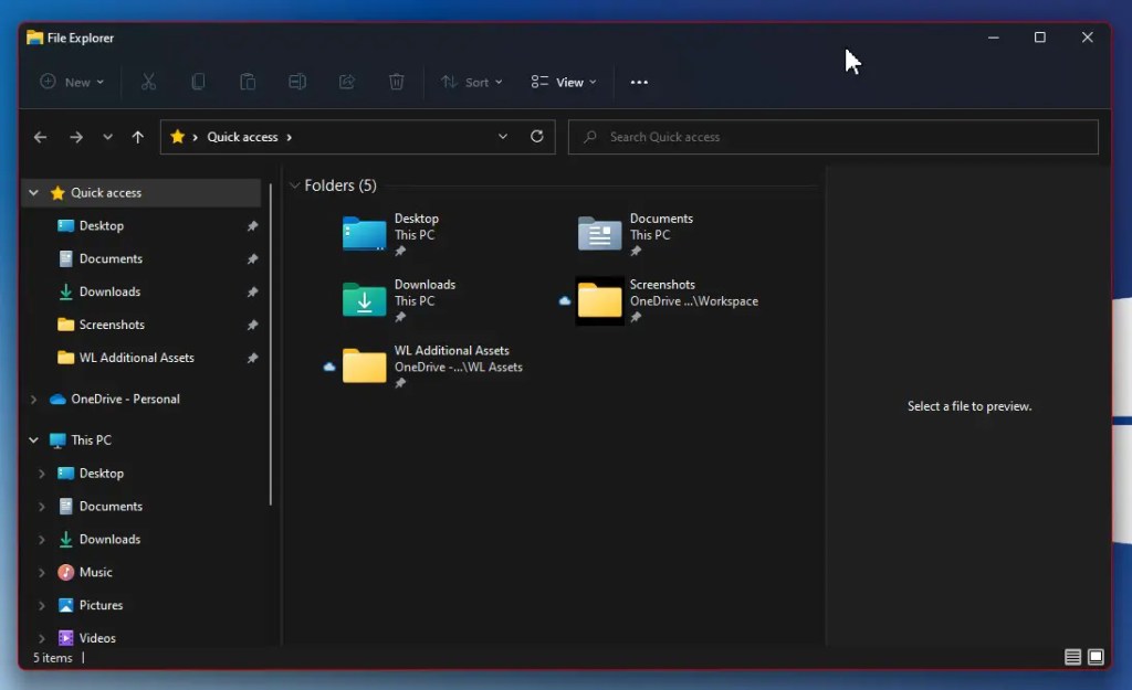 Windows 11 の新しい境界線の色